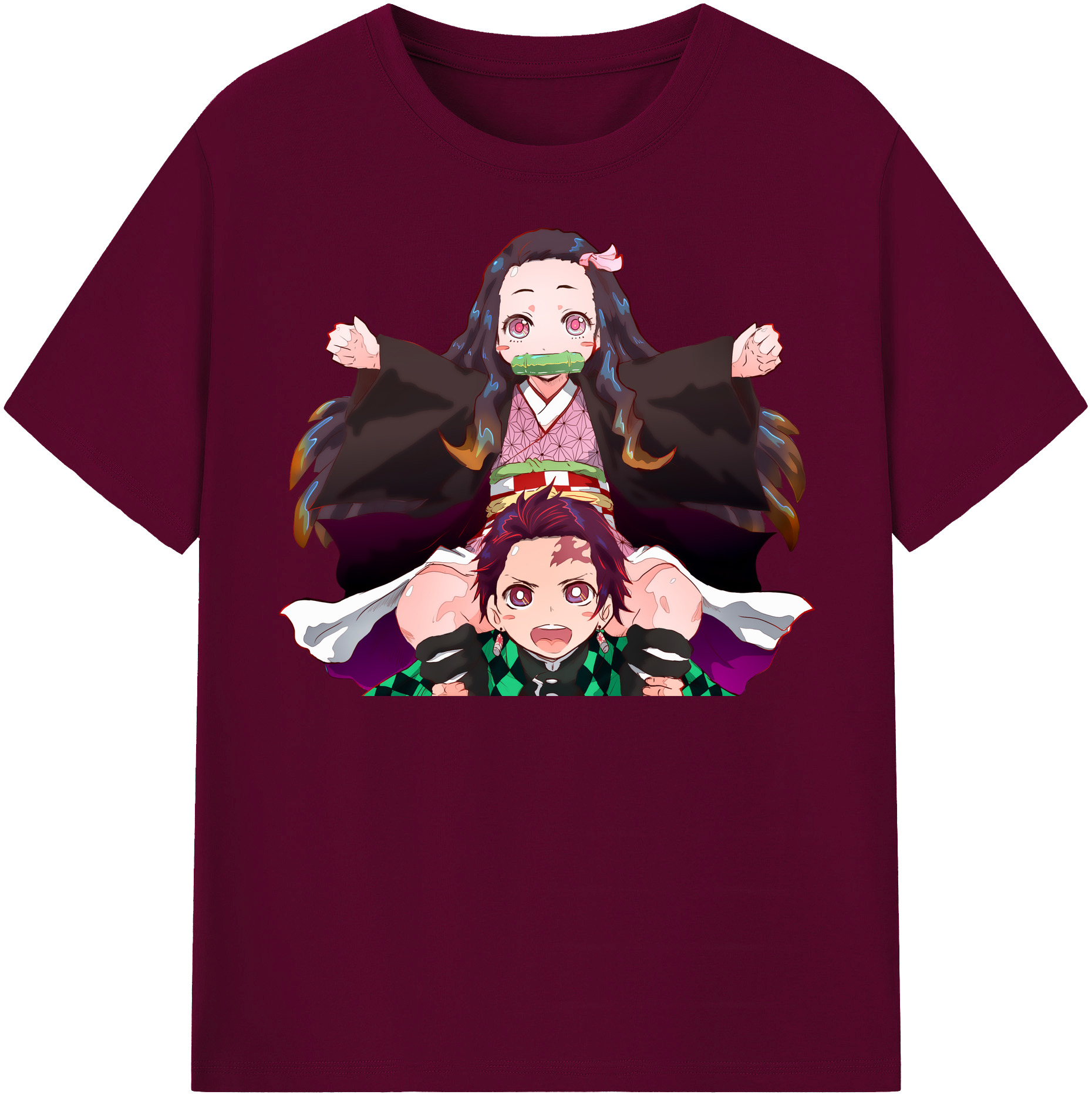 （画像用） 鬼滅の刃（きめつのやいば）竈門 禰󠄀豆子／かまど ねずこ Kamado Nezuko レディースカジュアルプリントTシャツ（綿100％）